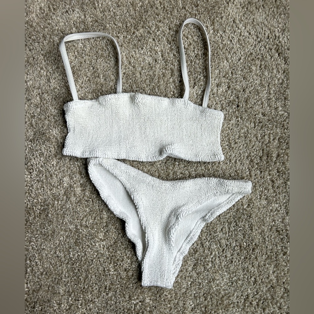 Hunza G White Textured Swimwear